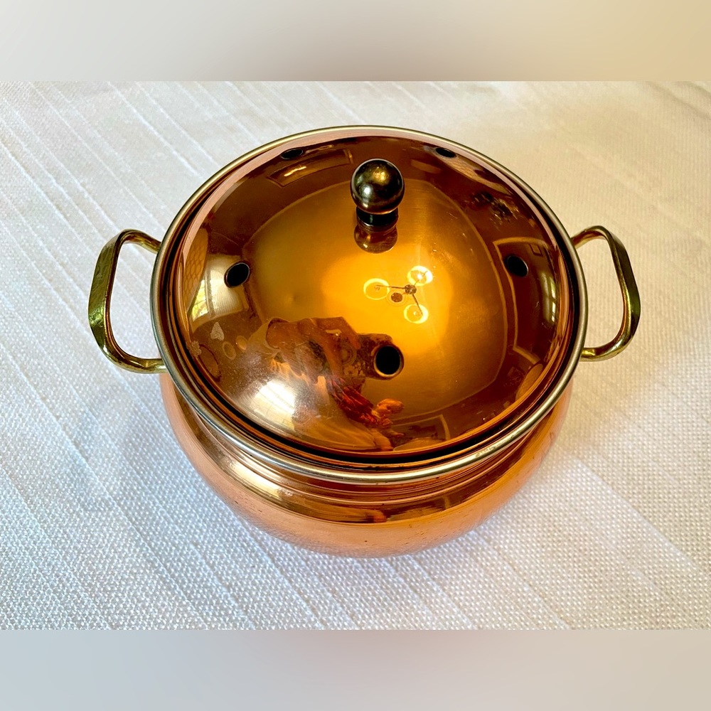 Vintage Copper Cauldron Pot with Lid